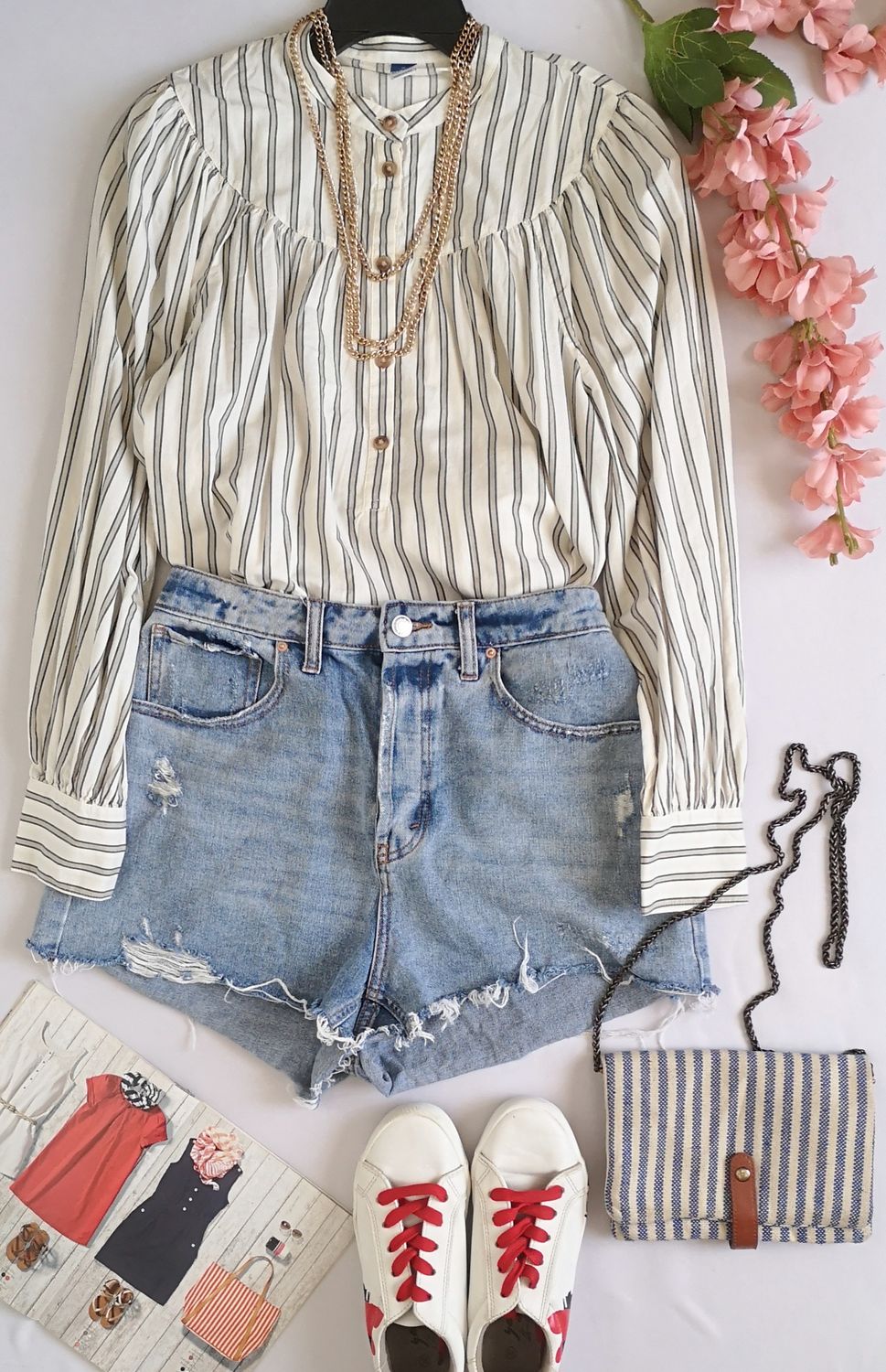 SHORT CINTURA ALTA Y BLUSA MANGA LARGA