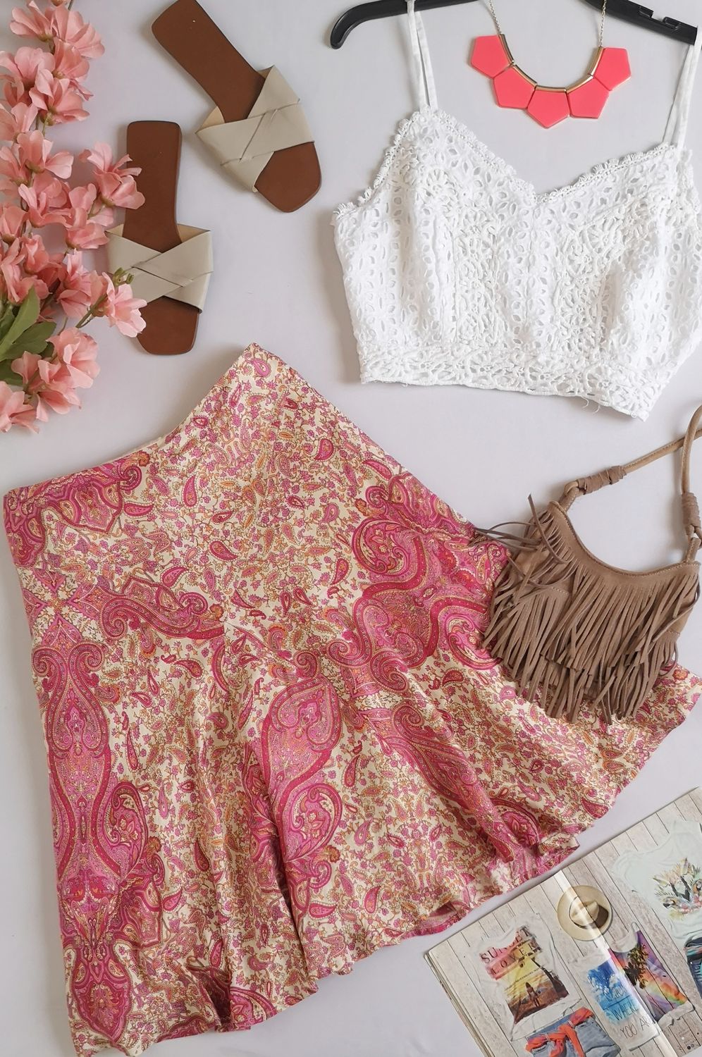 FALDA DE SEDA Y CROP TOP ⚓