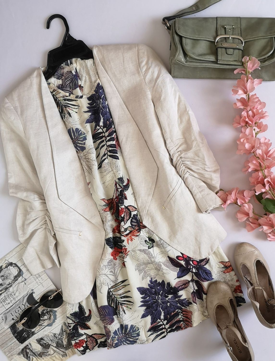 BLAZER MANGAS CORRUGADAS Y VESTIDO TELA SUAVE ❤️