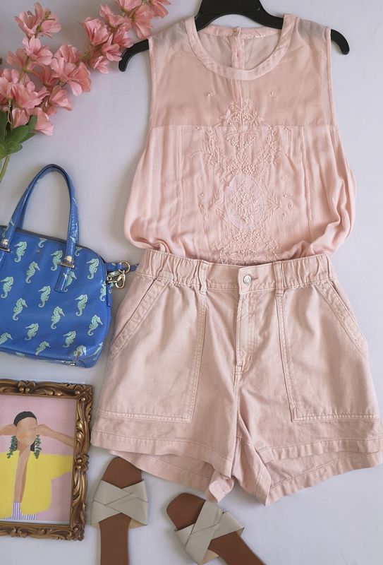 BLUSA BORDADA TELA SUAVE CON SHORT ⚓