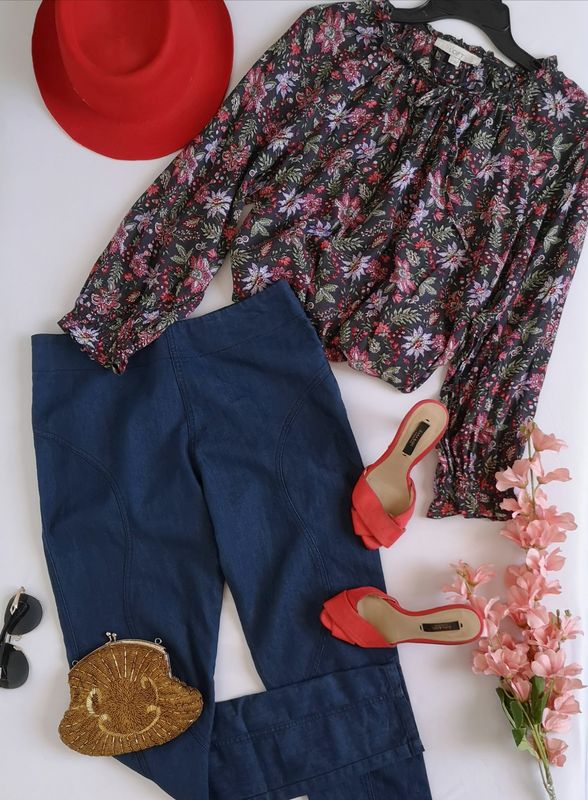 BLUSA MANGA 3/4 CON JEANS SIN BOLSAS