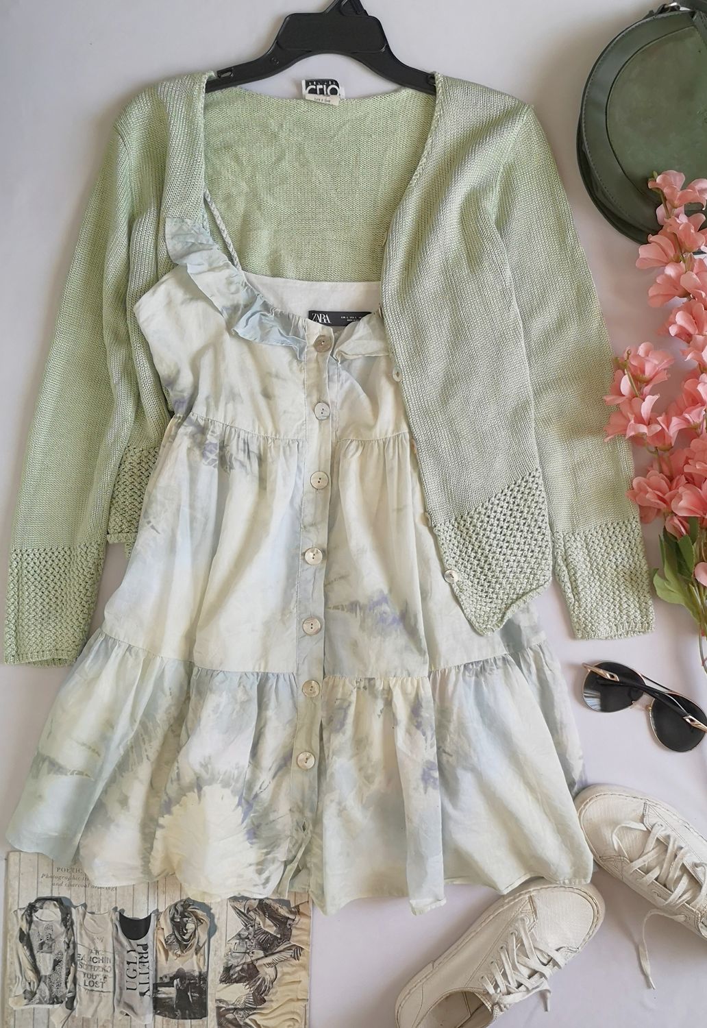 CÁRDIGAN TEJIDO Y VESTIDO DE TIRANTES ⚓