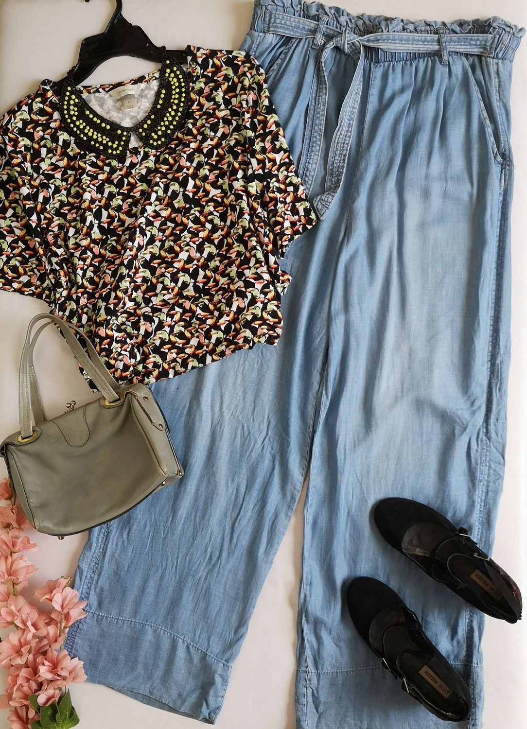 PALAZZO TELA SUAVE Y BLUSA MANGA CORTA ⚓