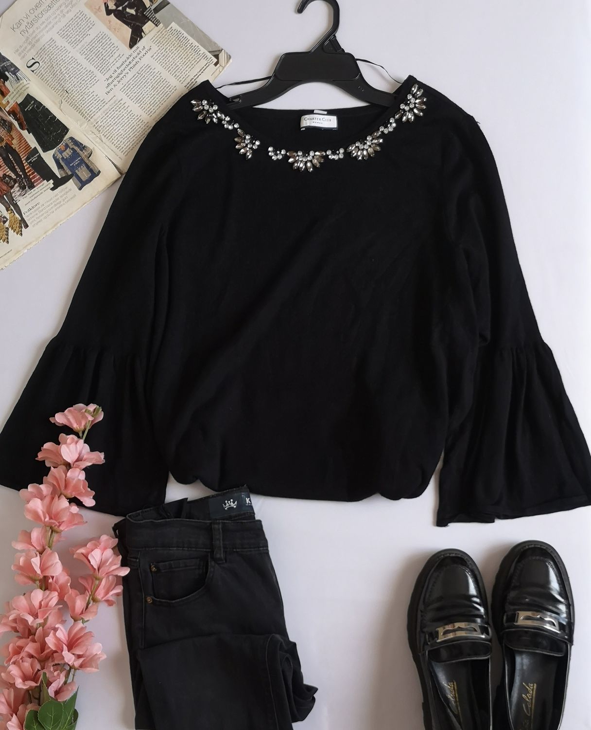 BLUSA BORDADA MANGAS CAMPANA ⚓