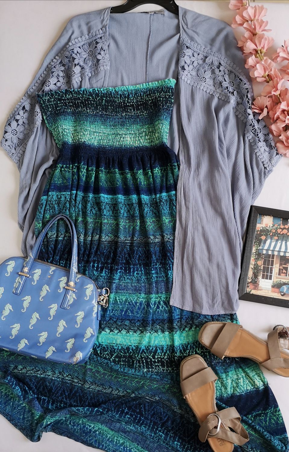 MAXIVESTIDO STRAPLESS CON KIMONO