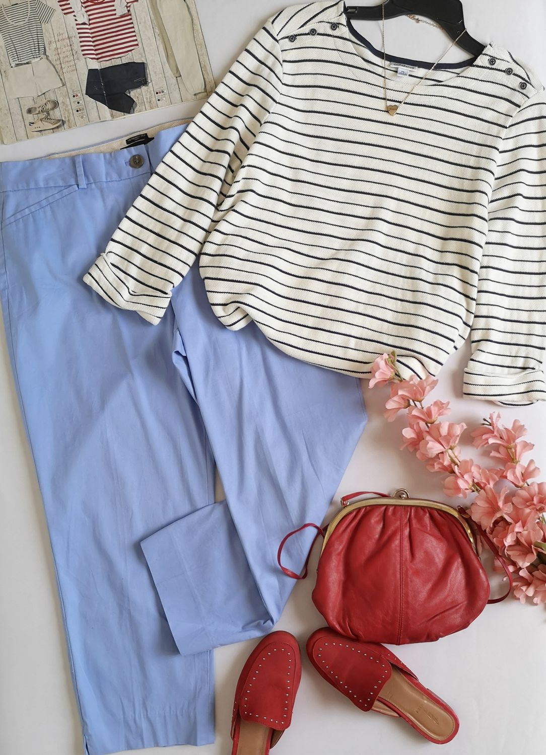 PANTALÓN CORTE RECTO Y BLUSA MANGA 3/4