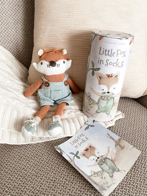 little fox in socks knit doll gift box