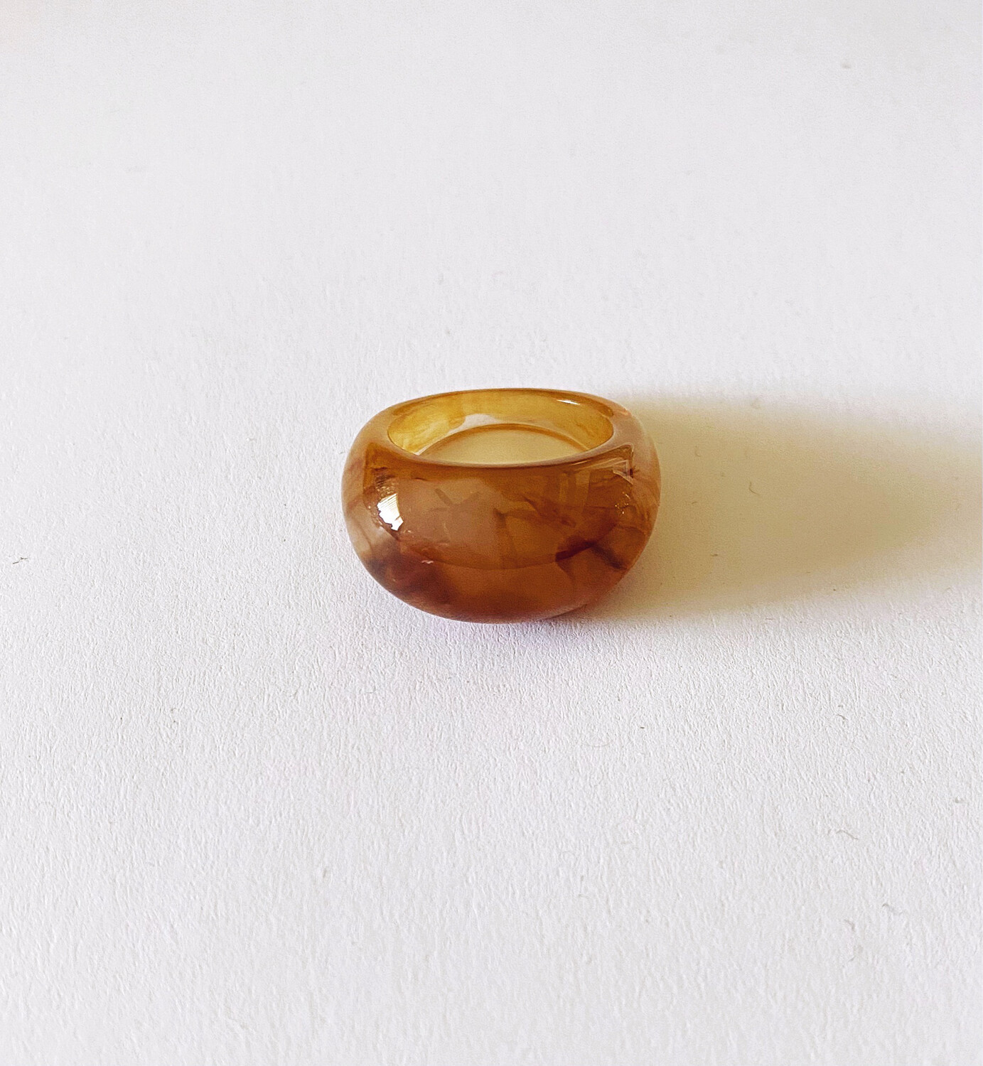 marbled tan resin ring