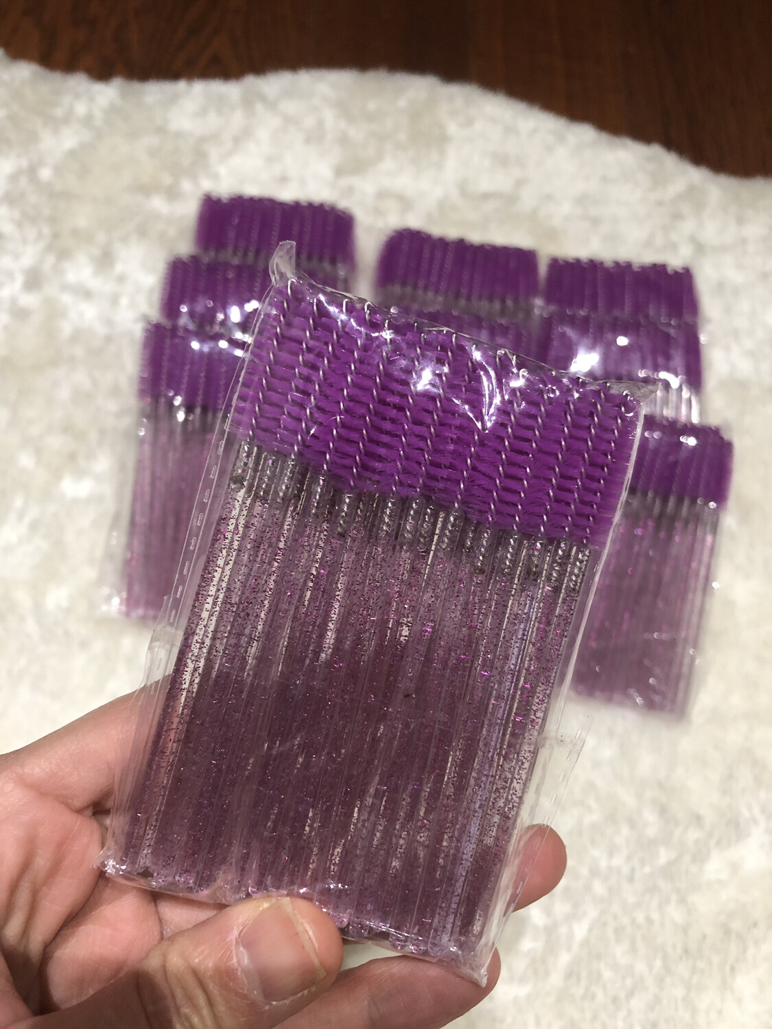 50pcs Purple Disposable Mascara diamond Wands Makeup Brushes Eyelash Eye Lash Brush Make Up Applicators Kit 