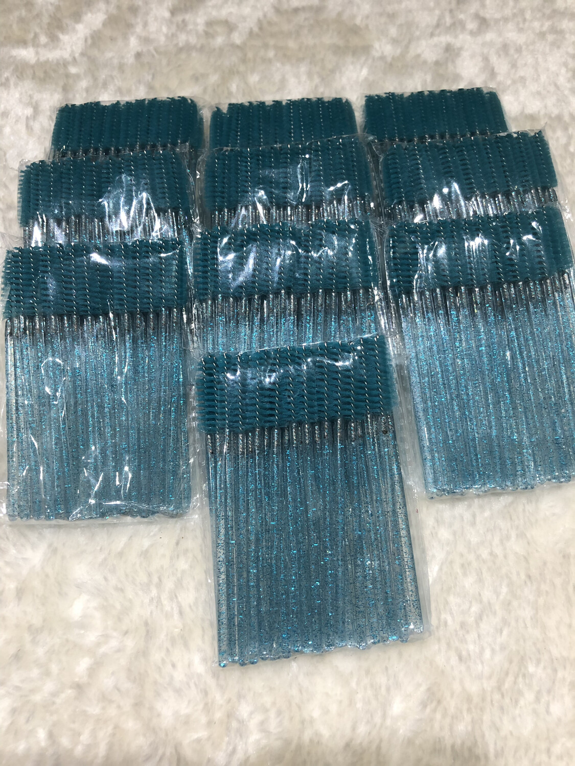 50pcs Turquoise Disposable Mascara diamond Wands Makeup Brushes Eyelash Eye Lash Brush Make Up Applicators Kit 