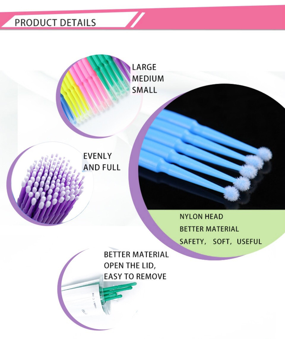 Disposable MicroBrush Eyelash Extension Tool Individual Lash Removing Tools And Dental Coated Stickss Cotton Swabs Tampons