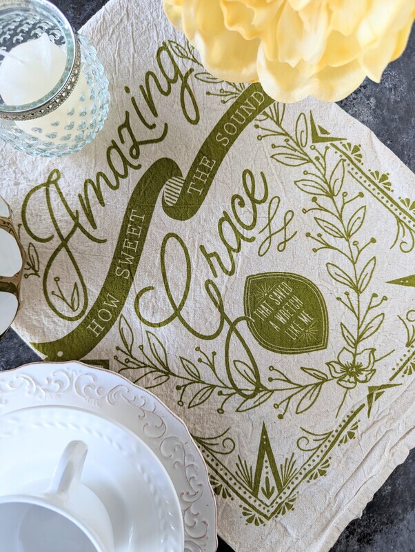 Amazing Grace Hymn Flour Sack Tea Towel