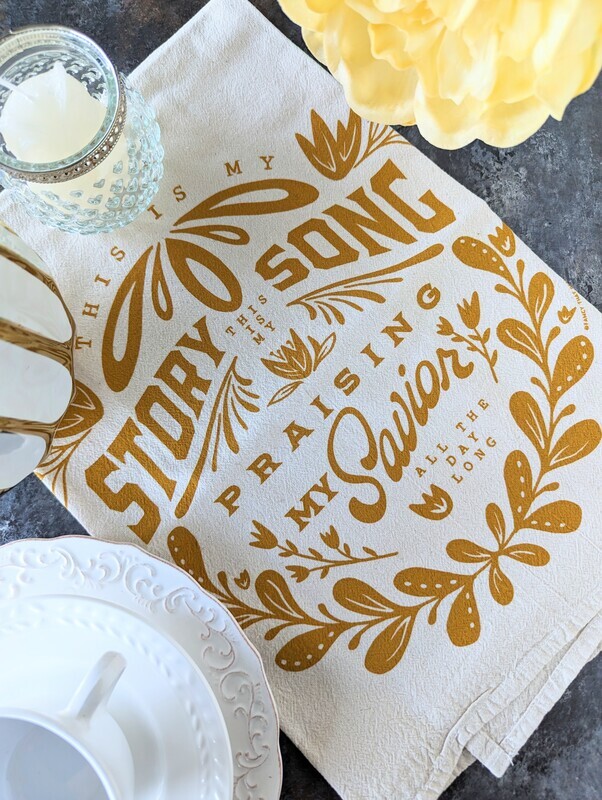 This Is My Story Hymn Flour Sack Tea Towel
