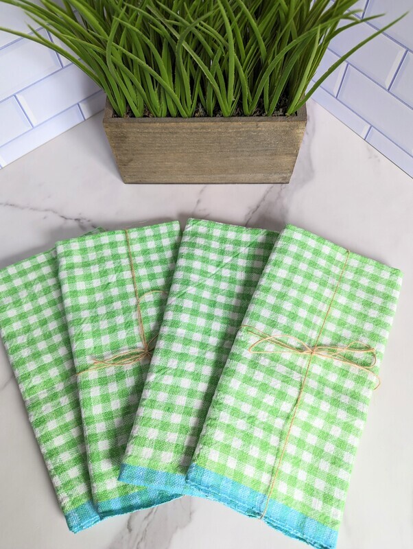 Two-Tone Gingham Lime/Aqua Towel