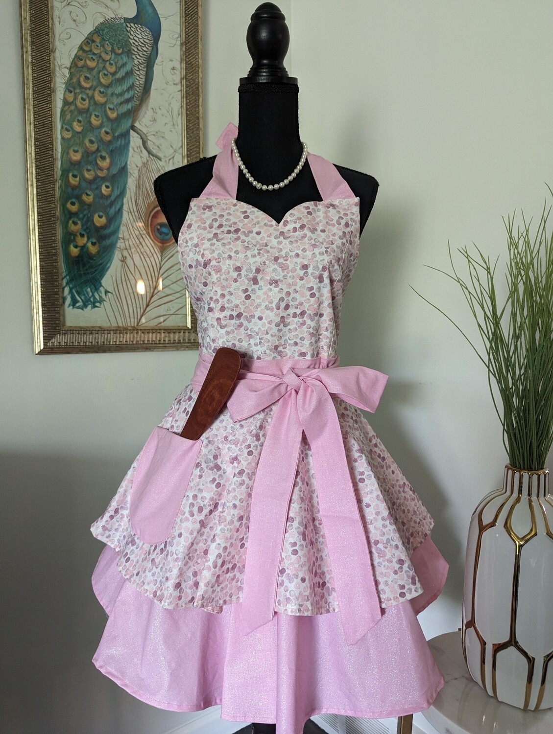 Pretty In Plum Pink Glitter Hostess Apron