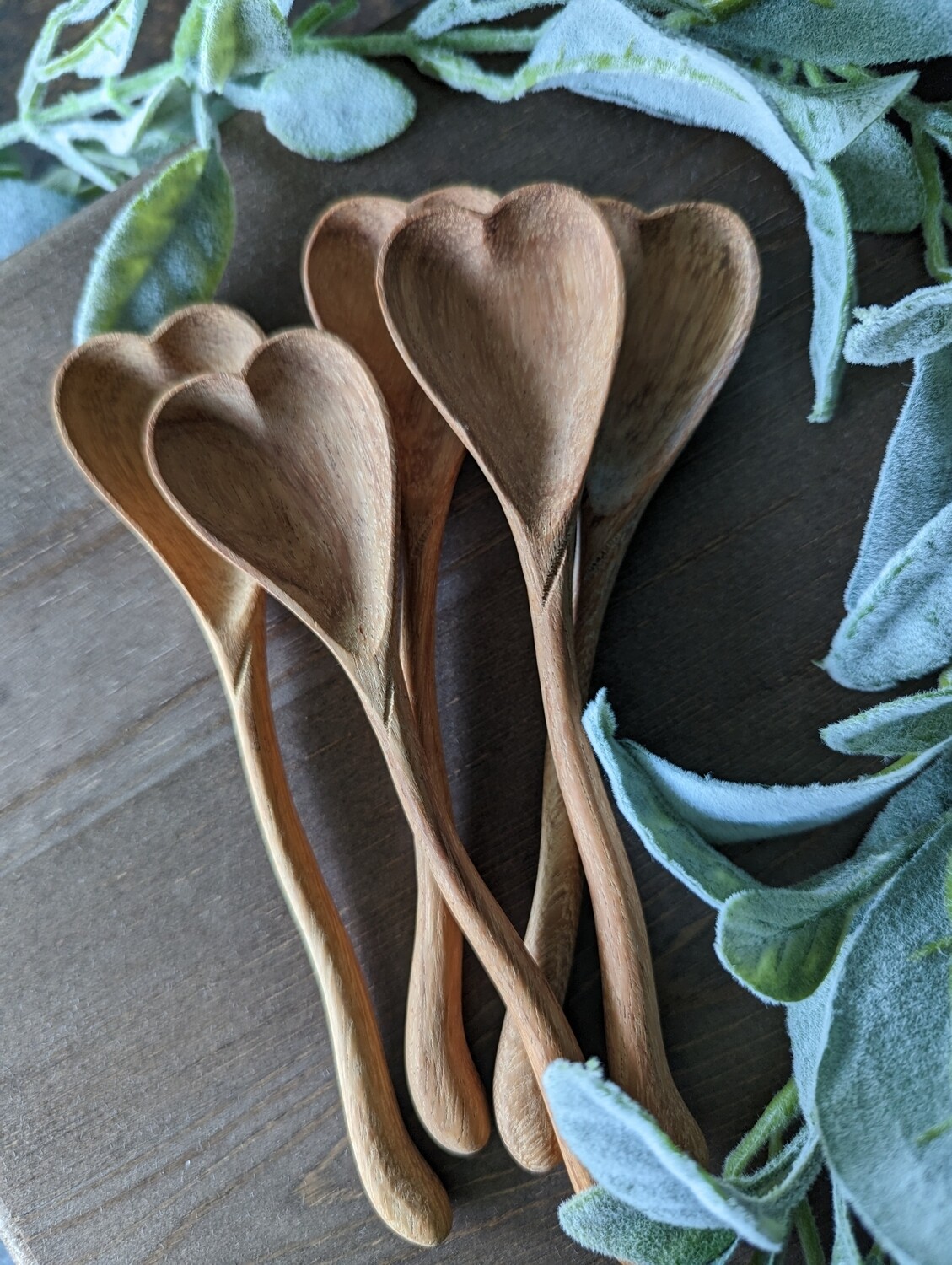 Hand-Carved Wooden Wiggle Heart Spoon - Serving Spoon