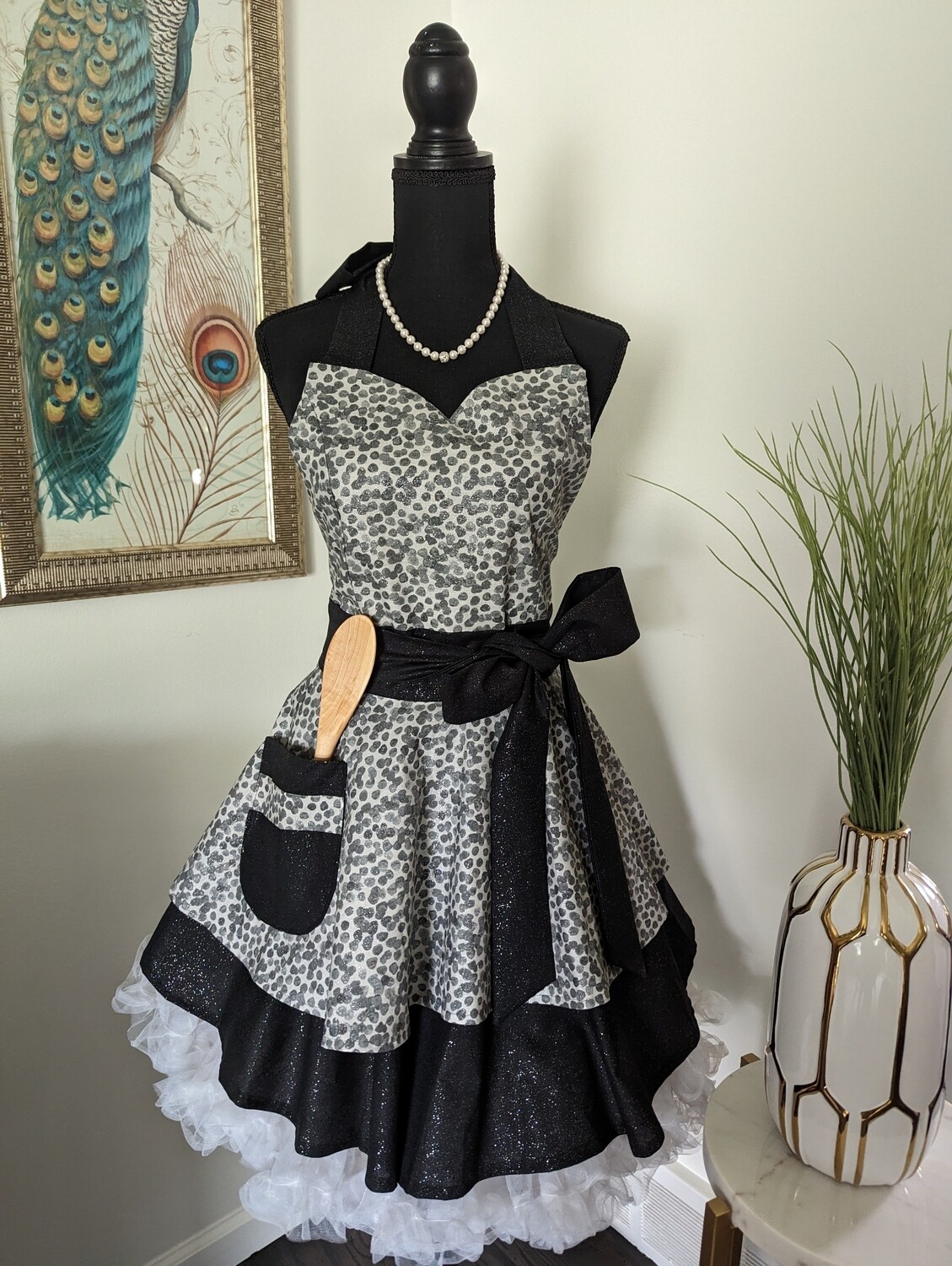 Little Black Glitter Apron