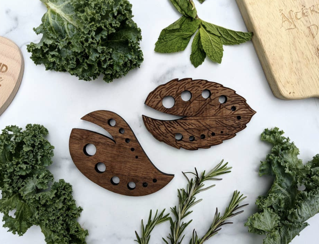 Solid Wood Herb Stripper Kitchen Tool