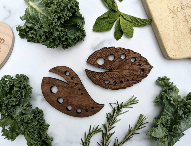 Solid Wood Herb Stripper Kitchen Tool