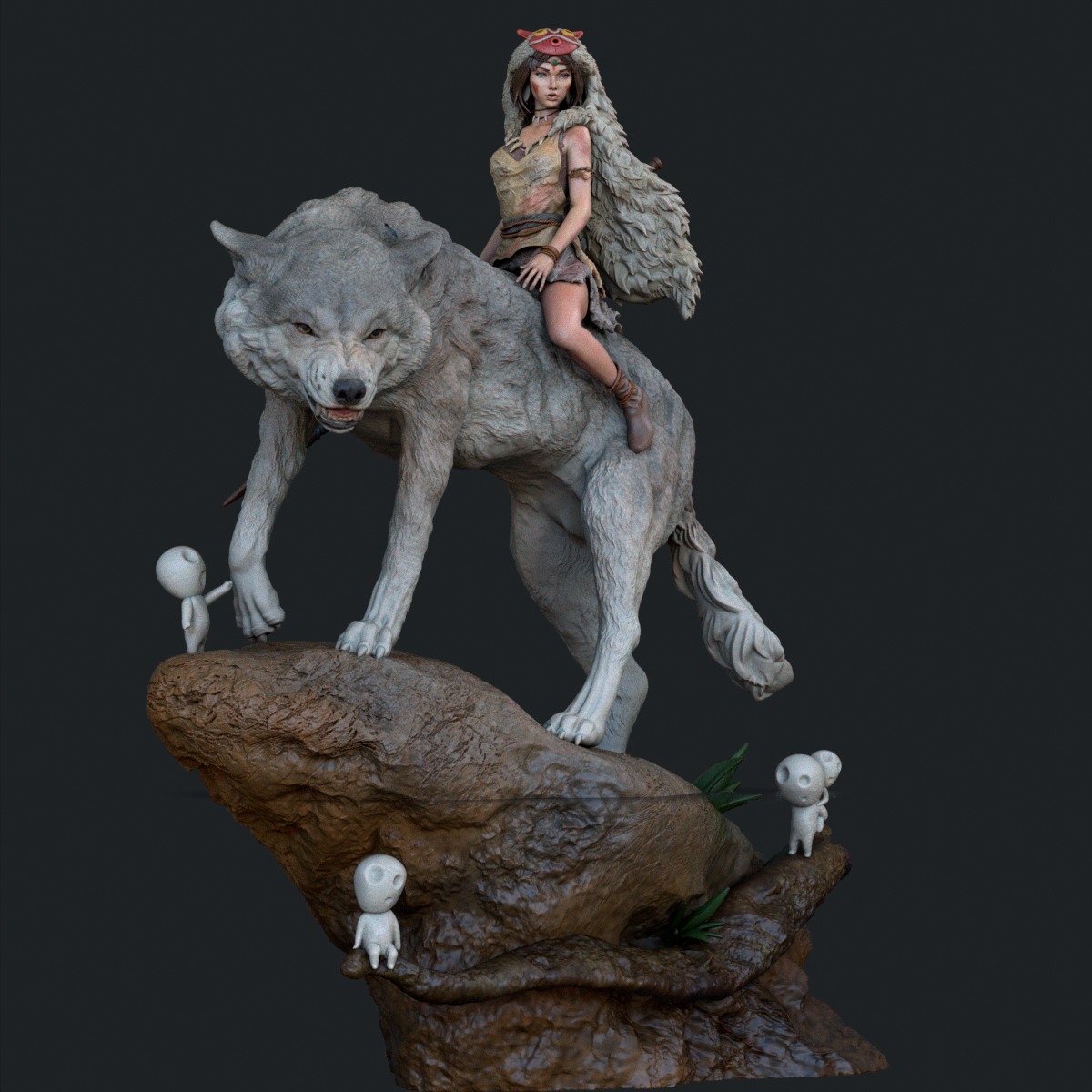 Prinzessin Mononoke Harzfigur / Statue verschiedene Größen - Bild 7 von 7