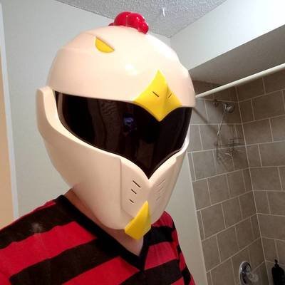 Chicken power ranger helmet