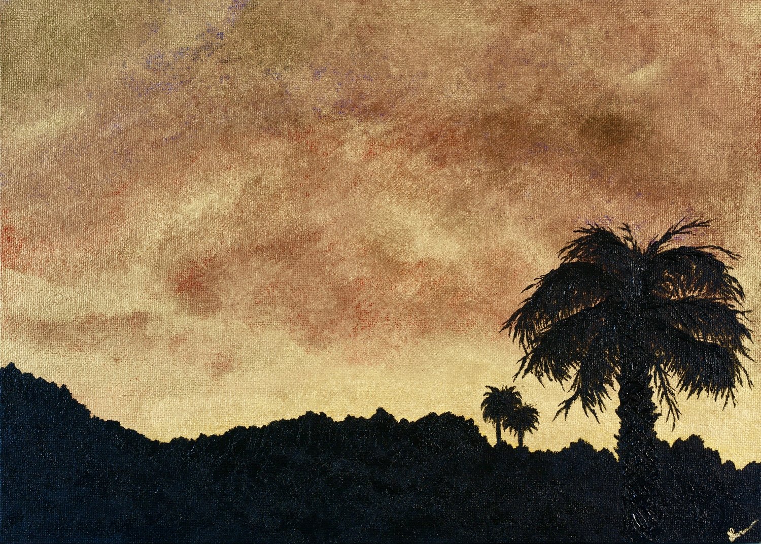 "Desert Gold Sunset" -  Original Painting Matted