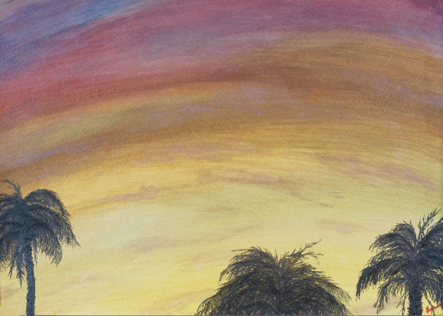 "Shimmering Palms" -  Original Painting Matted