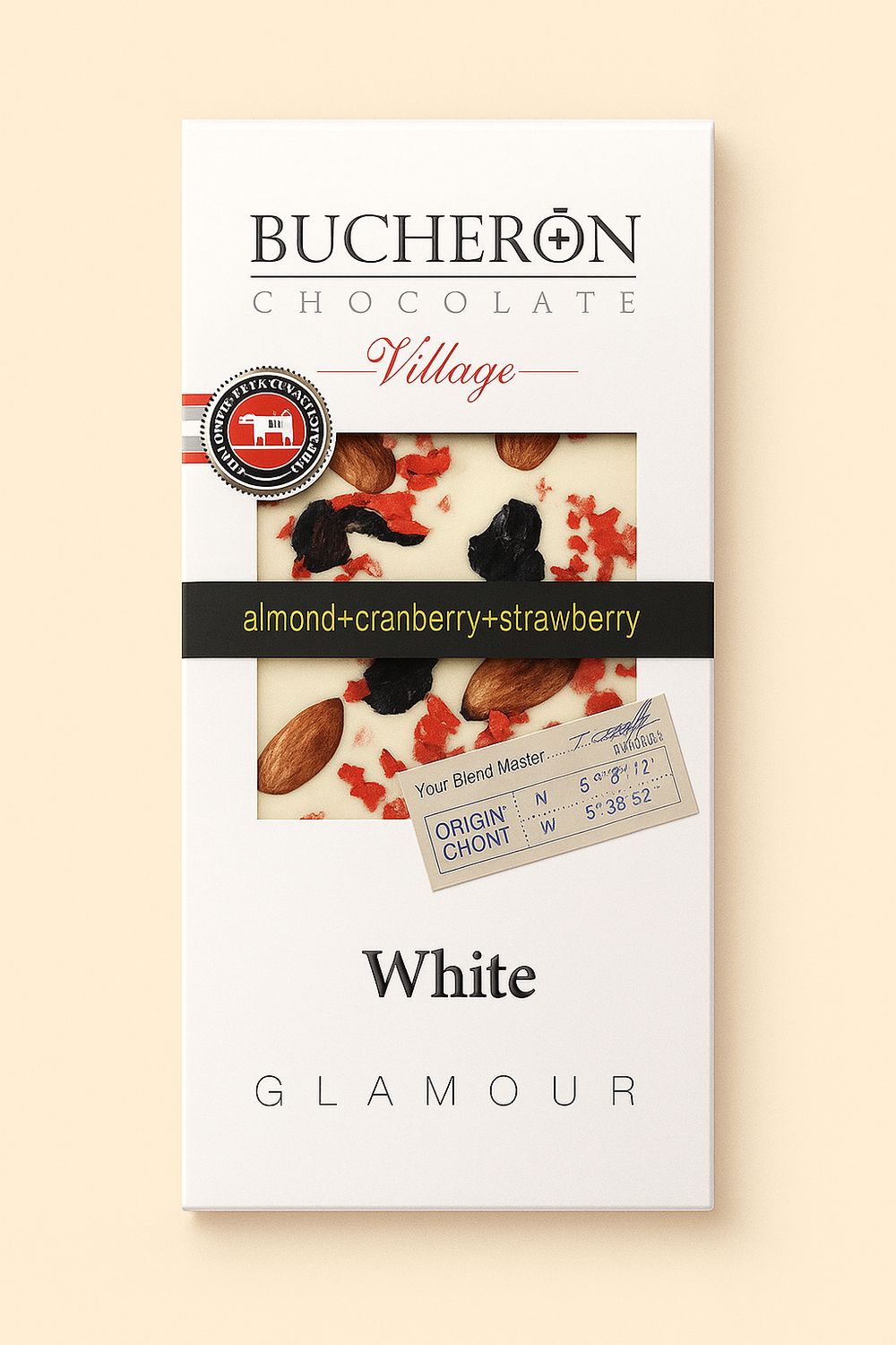 Boucheron white chocolate with almonds, cranberries and aluminum 100g
