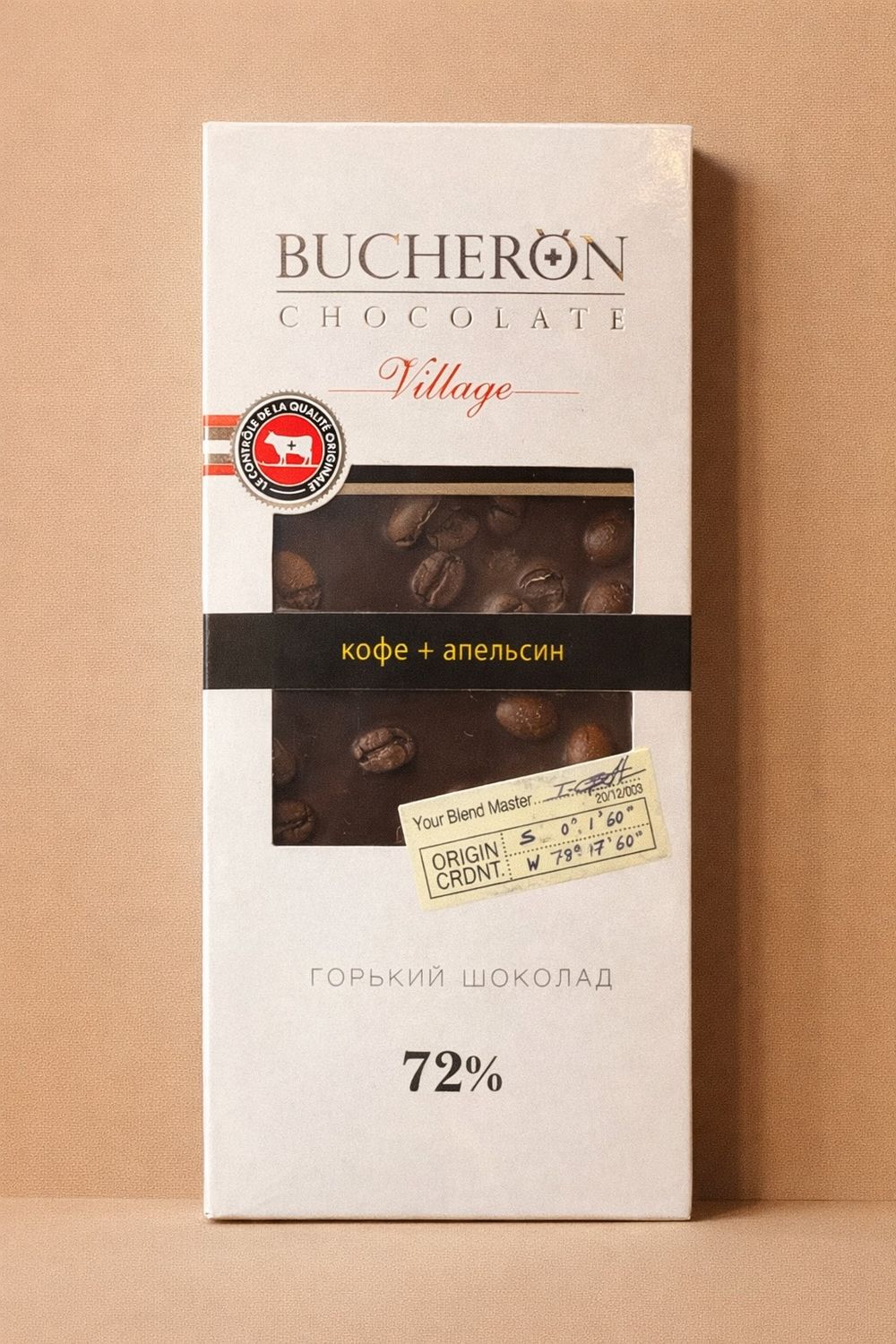 BUCHERON VILLAGE 72% dark with coffee beans and orange 100g
