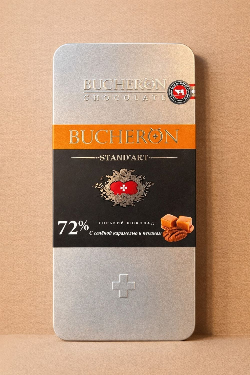 Bucheron Dark chocolate 72% salted caramel and pecan 100g