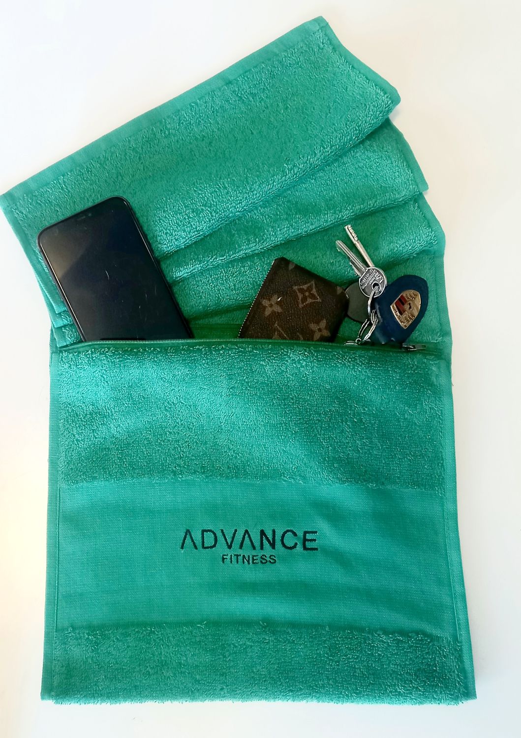 Gym Towel with Zip Pocket - Colour Jade - Black Friday Special Price