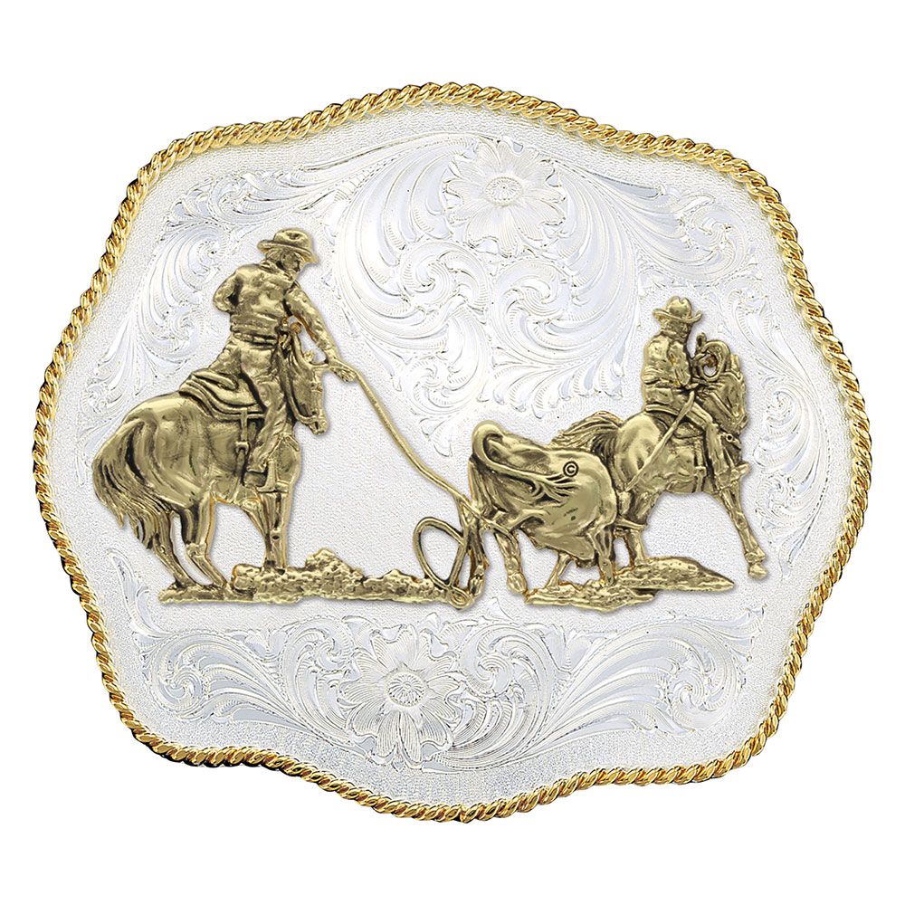Scalloped Western Belt Buckle with Team Ropers - Home Page - AHS ...