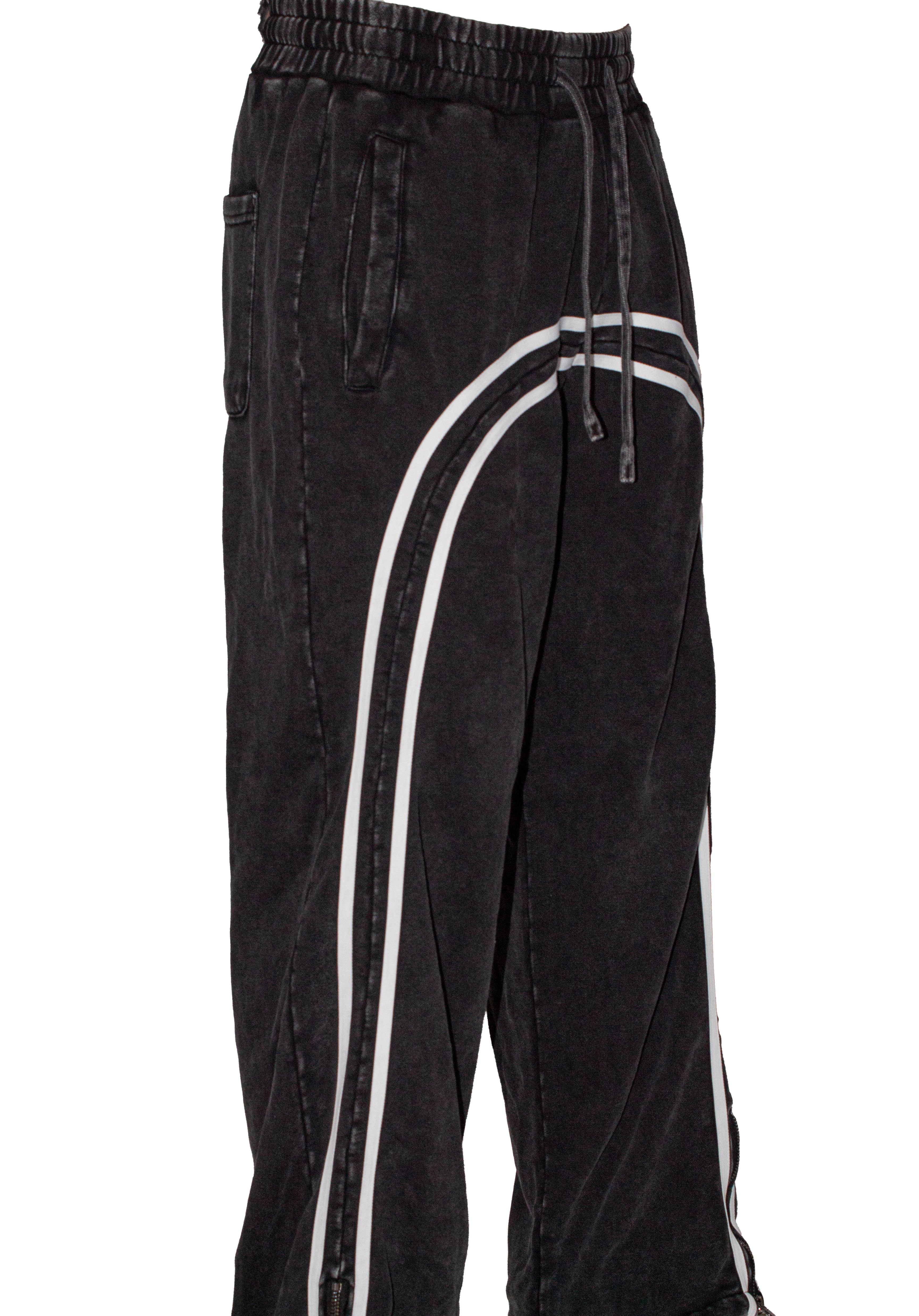 Washed Stripe Zip Up Sweatpants