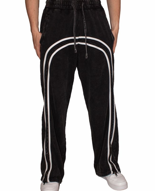 Washed Stripe Zip Up Sweatpants