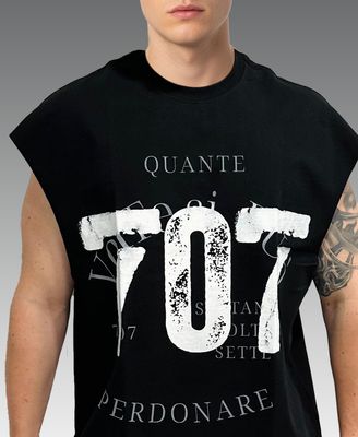 Black sleeveless t-shirt