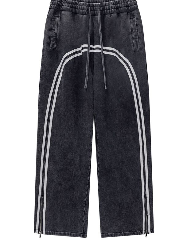 Washed Stripe Zip Up Sweatpants