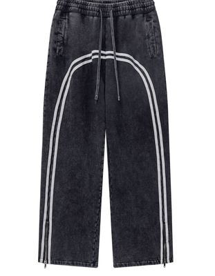 Washed Stripe Zip Up Sweatpants