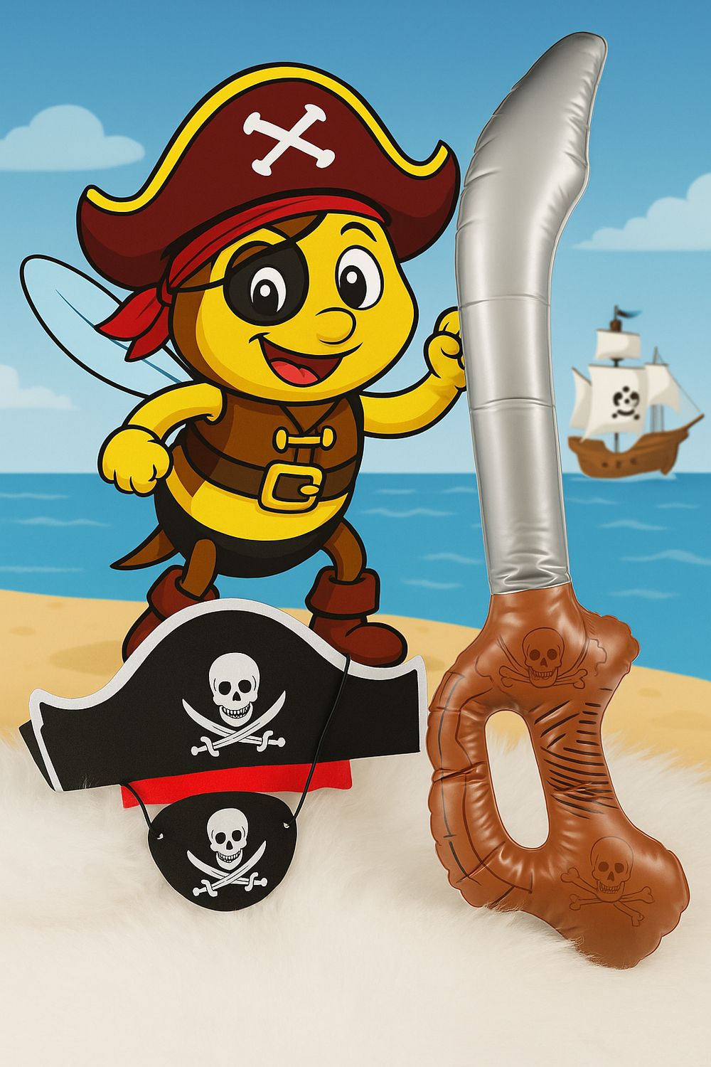 Hat, Eye Patch &amp; Inflatable Sword Set