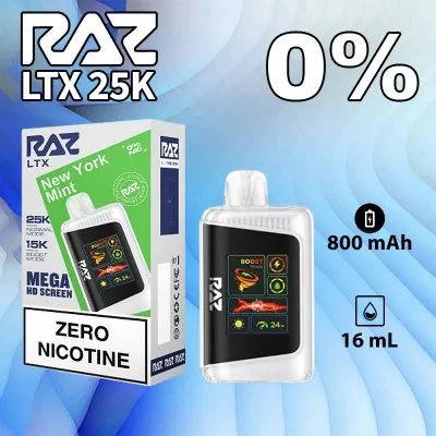 RAZ LTX ZERO NEW YORK MINT 25000 PUFFS RAZ LTX ZERO NEW YORK MINT 25000 PUFFS