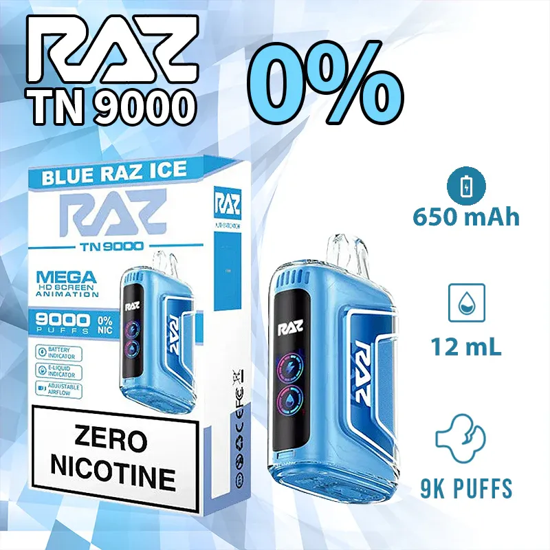 RAZ TN ZERO BLUE RAZZ ICE 9000 PUFFS