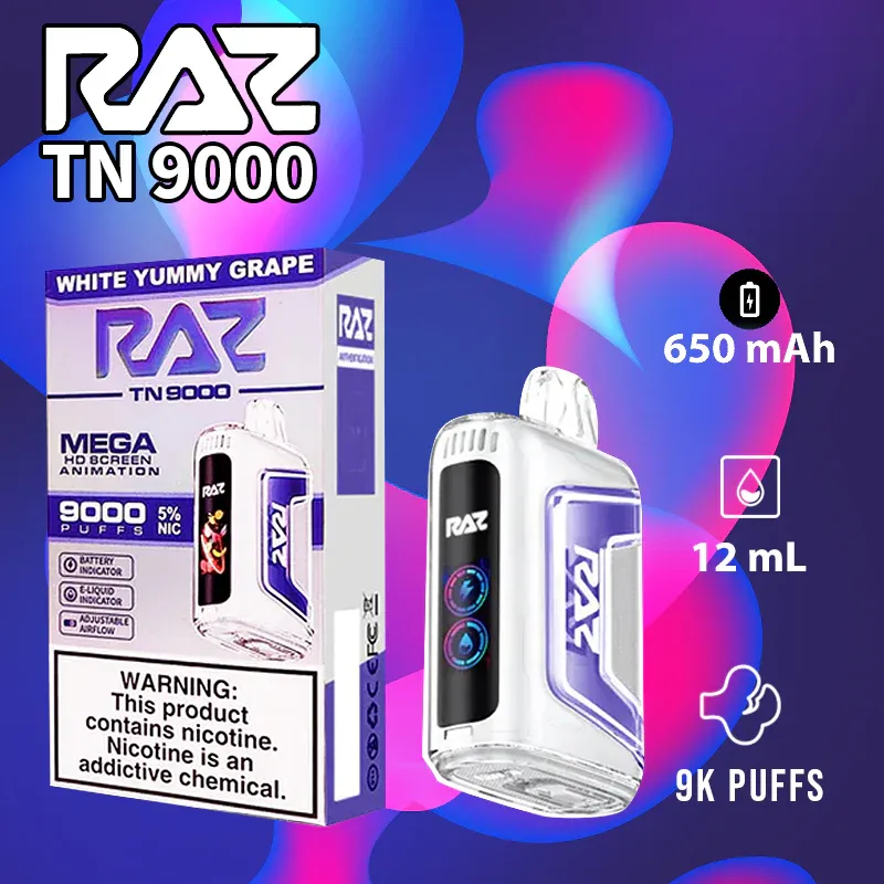 RAZ TN WHITE YUMMY GRAPE 9000 PUFFS