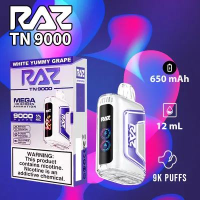 RAZ TN WHITE YUMMY GRAPE 9000 PUFFS RAZ TN WHITE YUMMY GRAPE 9000 PUFFS