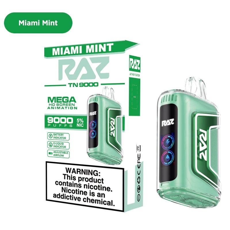 RAZ MIAMI MINT TN 9000 PUFFS