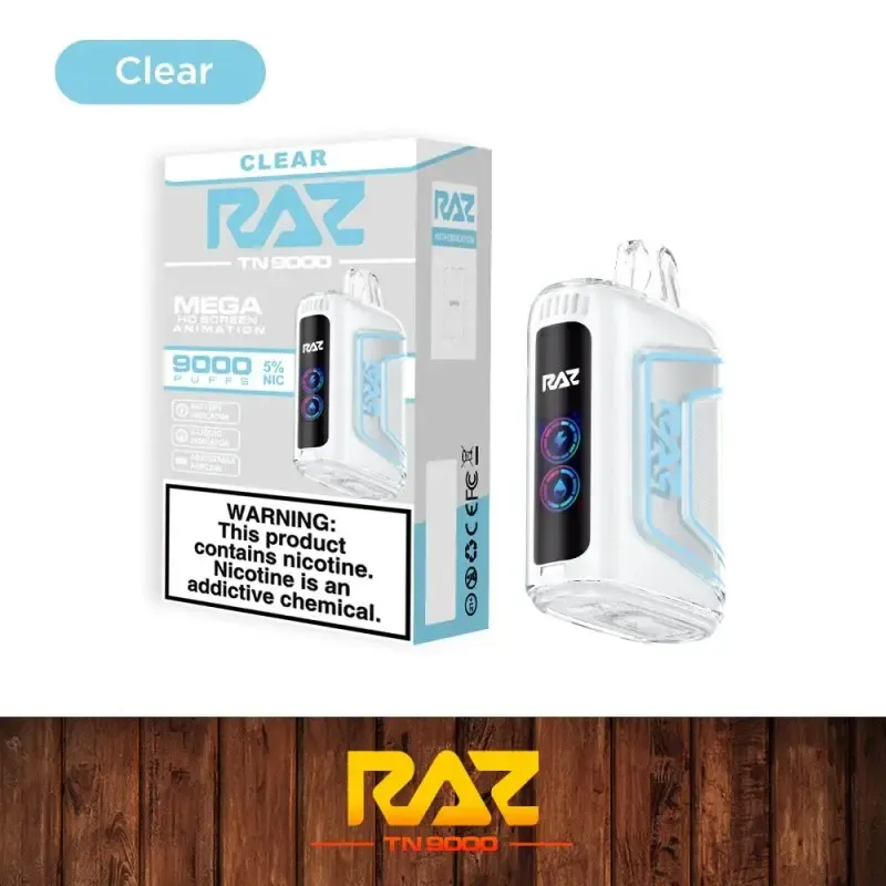 RAZ TN CLEAR UNFLAVORED 9000 PUFFS RAZ TN CLEAR UNFLAVORED 9000 PUFFS