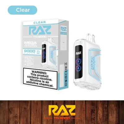 RAZ TN CLEAR UNFLAVORED 9000 PUFFS