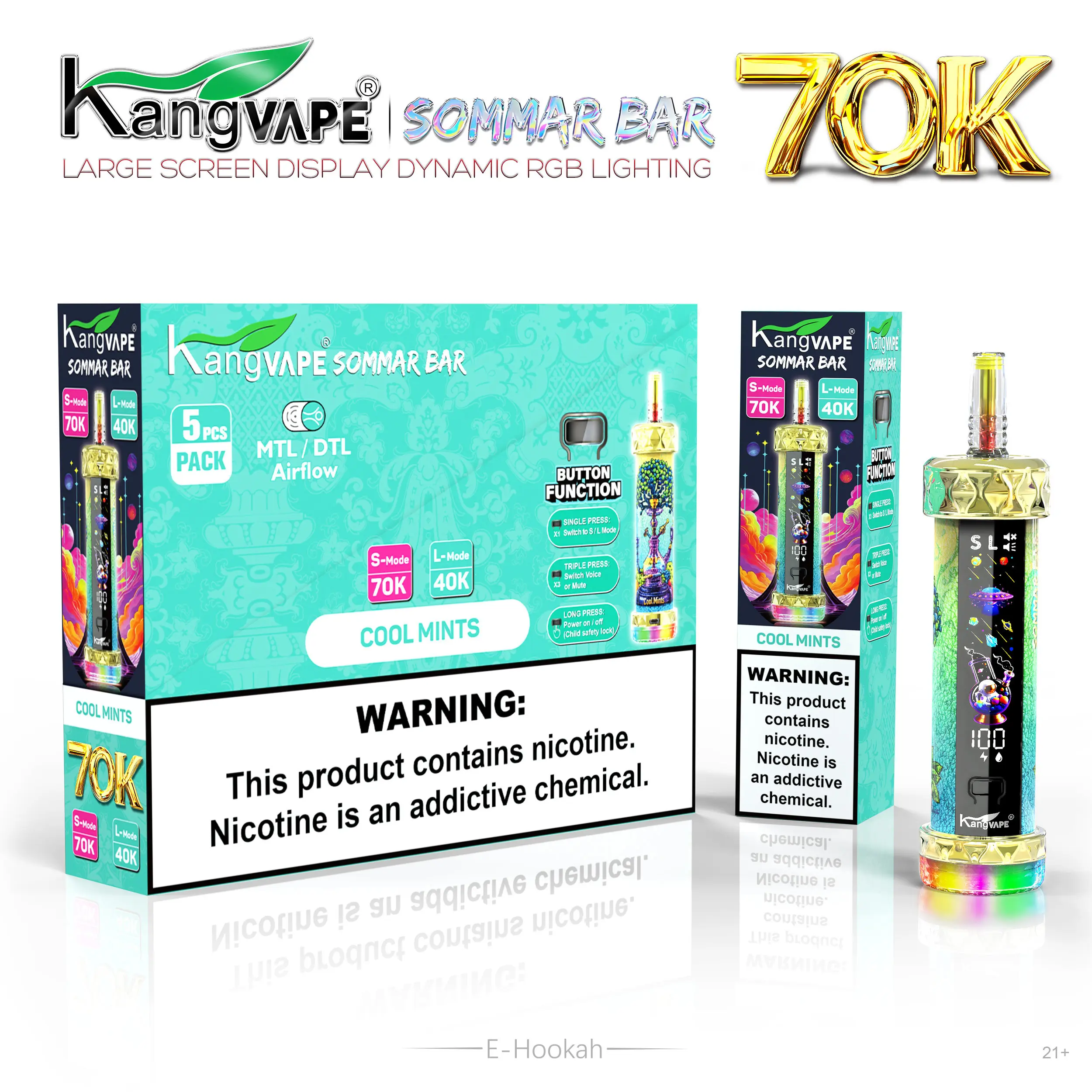 KANGVAPE SOMMAR BAR COOL MINTS HOOKAH 70000 PUFFS
