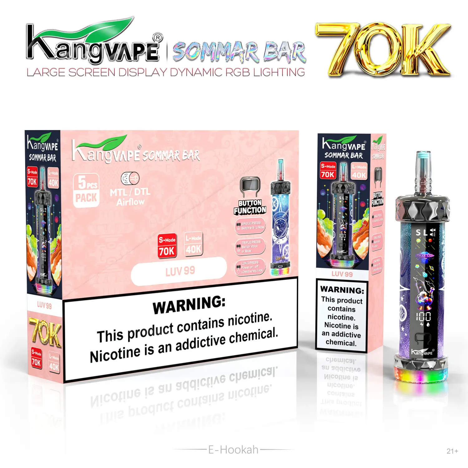 KANGVAPE SOMMAR BAR LUV 99 HOOKAH 70000 PUFFS KANGVAPE SOMMAR BAR LUV 99 HOOKAH 70000 PUFFS