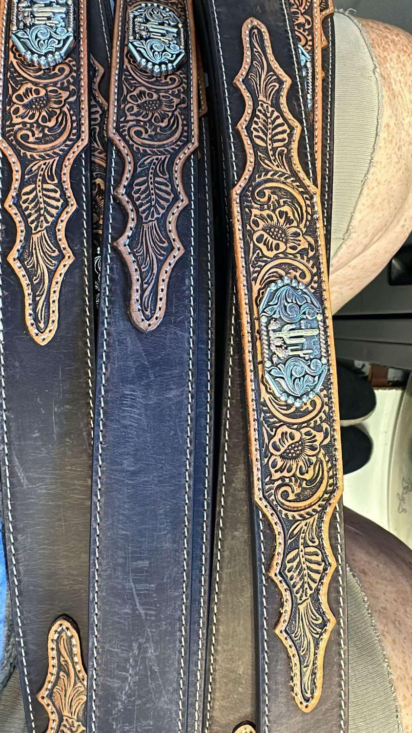 Belt Cactus Hand Tooled Floral Brown, Size: 32&quot;