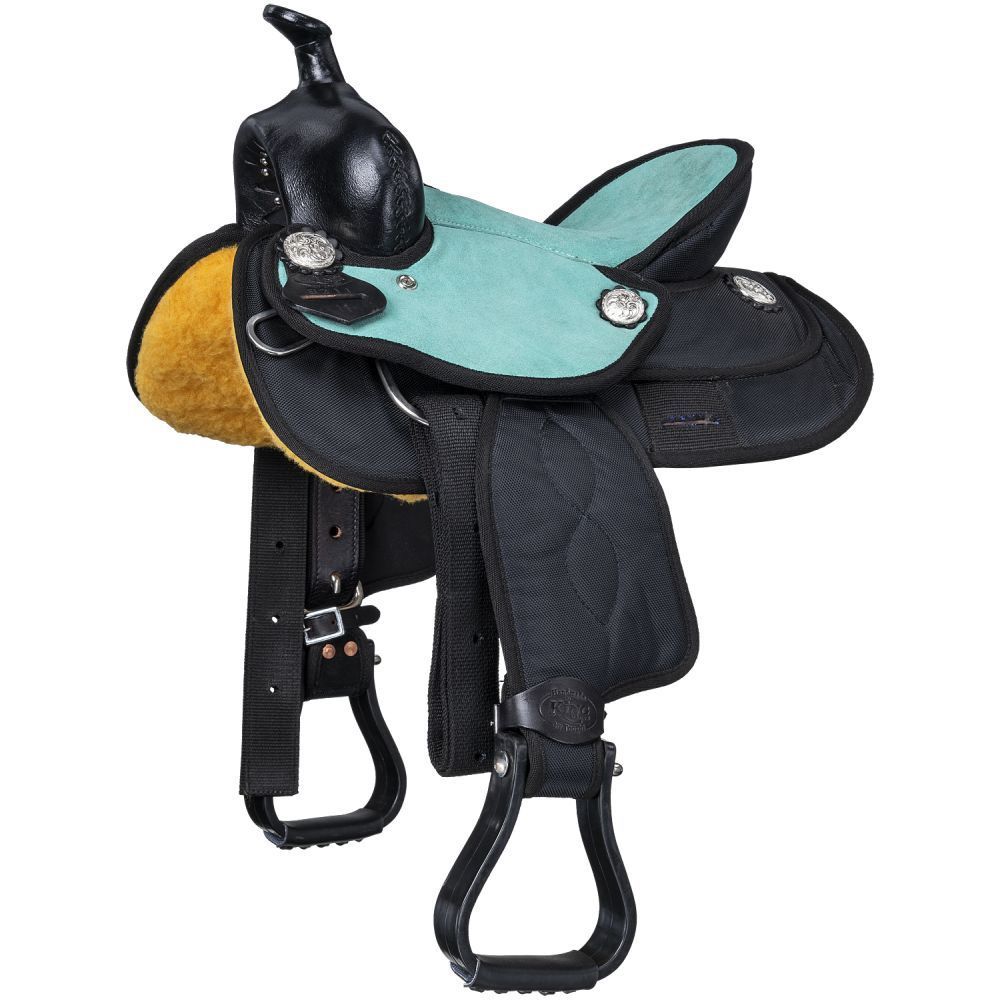 Youth Barrel Saddle, Color: Turquoise, Size: 10&quot; Seat