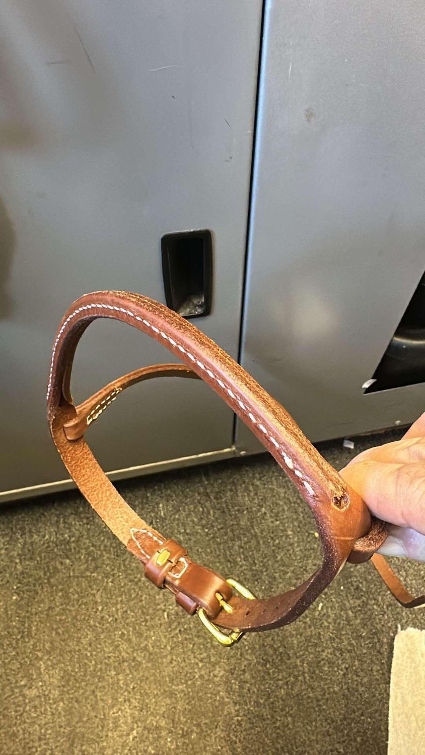 All leather Western Caveson, Color: Light Oil